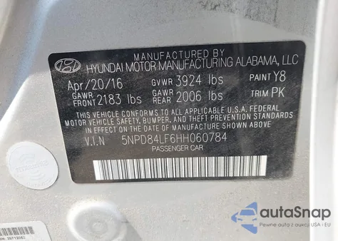 2017 Hyundai Elantra Limited from USA, damaged, VIN 5NPD84LF6HH060784